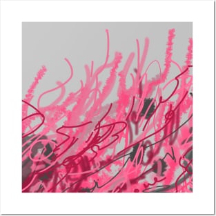 Pink Grass abstract art Posters and Art